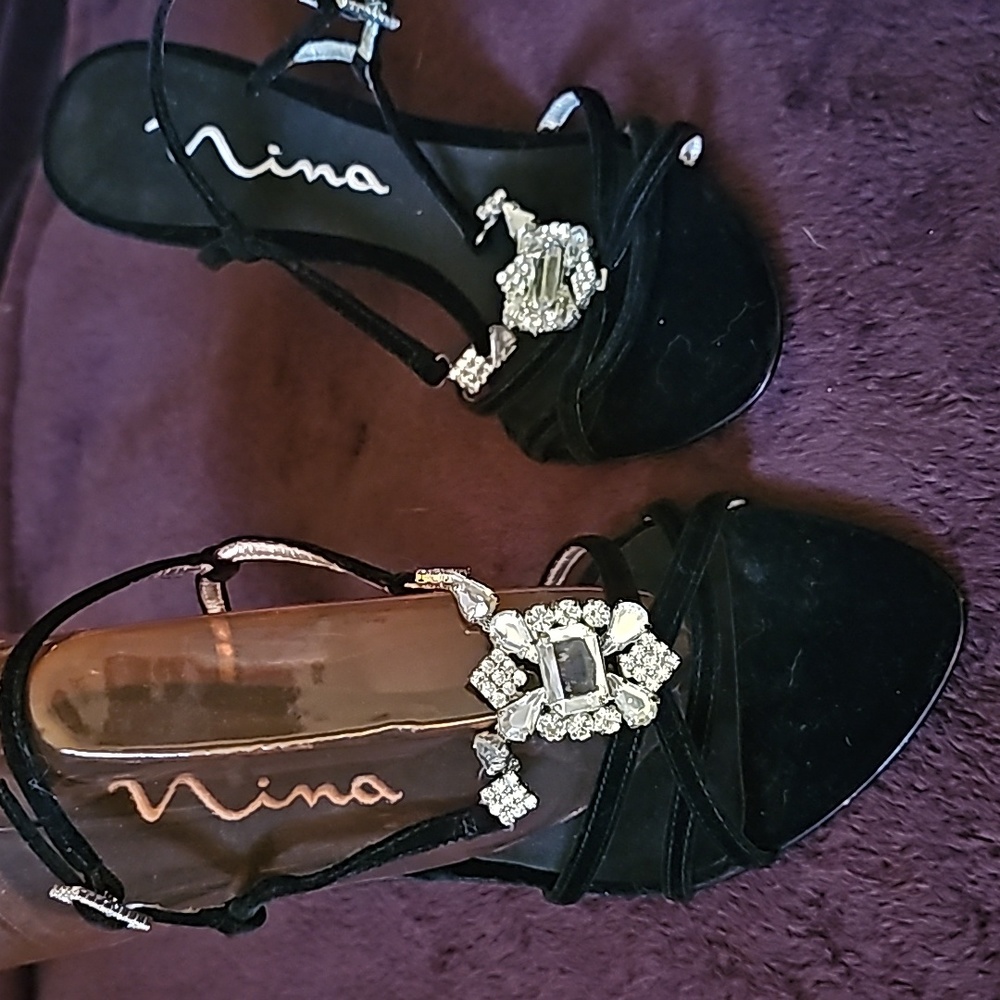 Nina high scrappy  heels with rhinestone embellishments